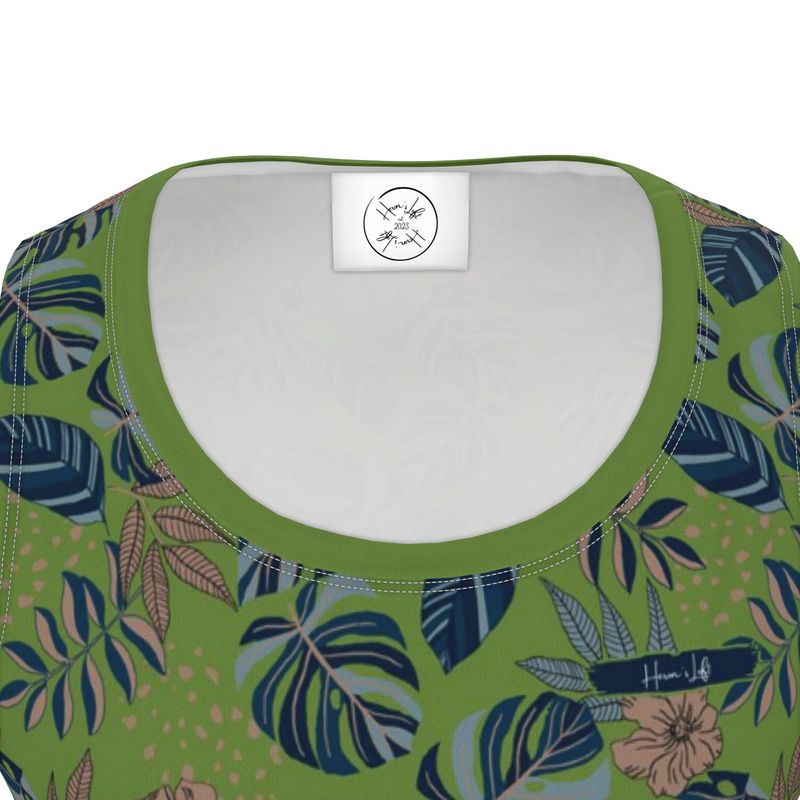 Men's Hybrid Tank Top - Midnight Monstera - Olive Green