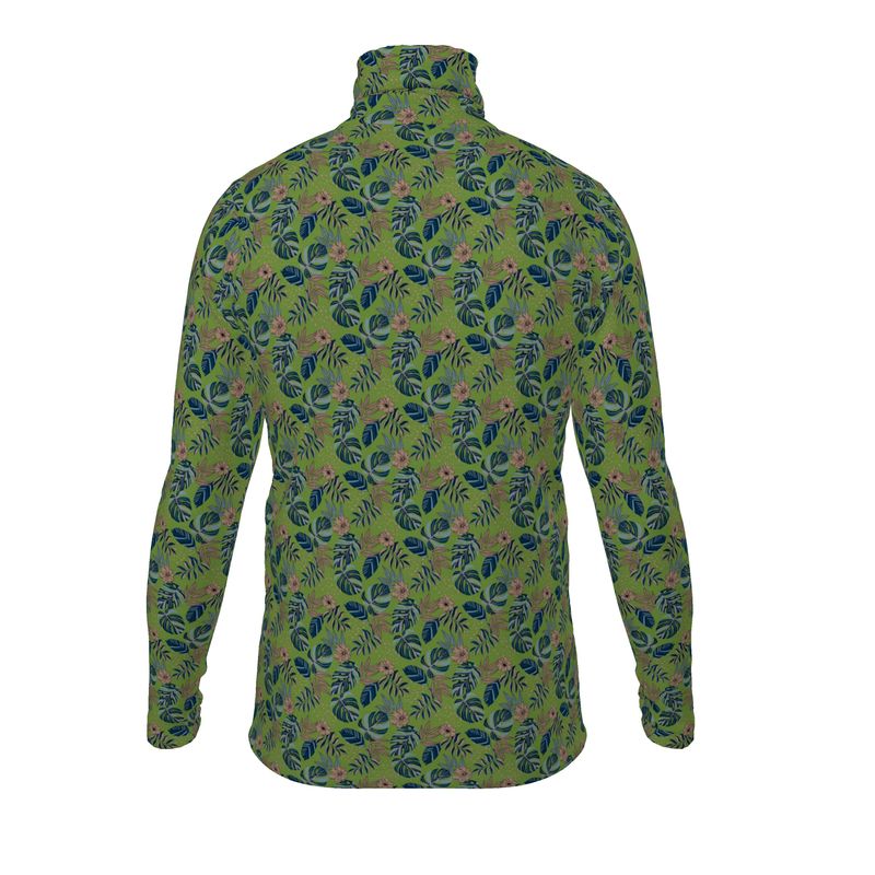Men's High-Roll Turtle Neck - Slim-Fit - Midnight Monstera - Olive Green