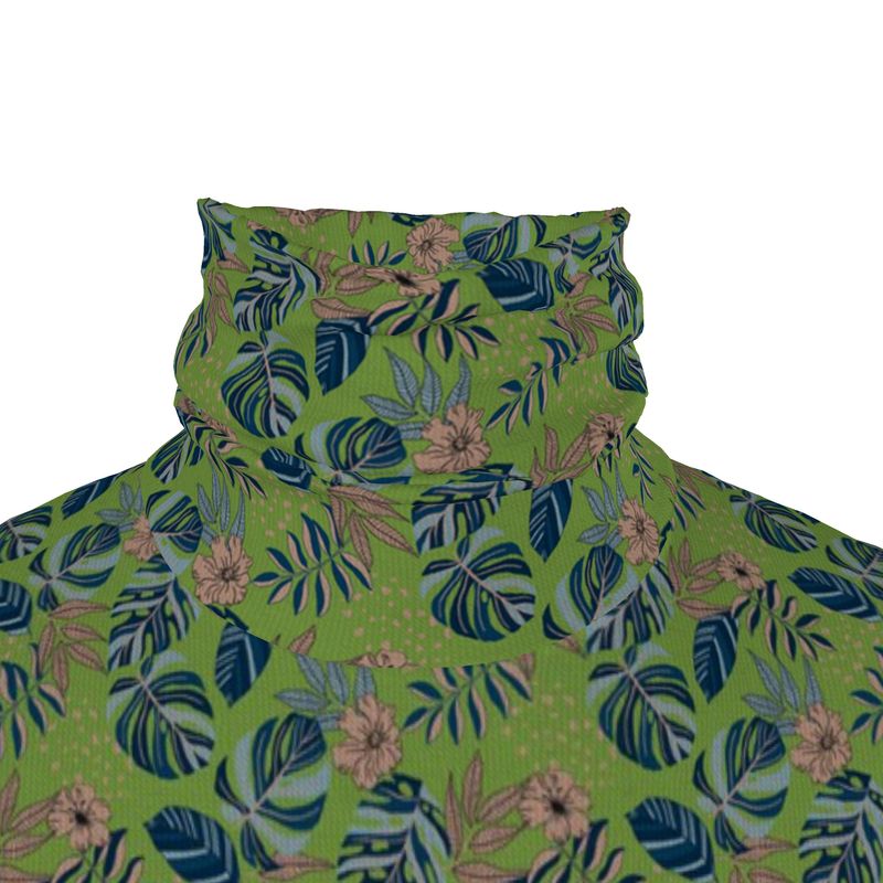 Men's High-Roll Turtle Neck - Slim-Fit - Midnight Monstera - Olive Green