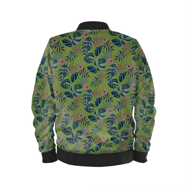 Men's Bomber Jacket - Midnight Monstera - Olive Green