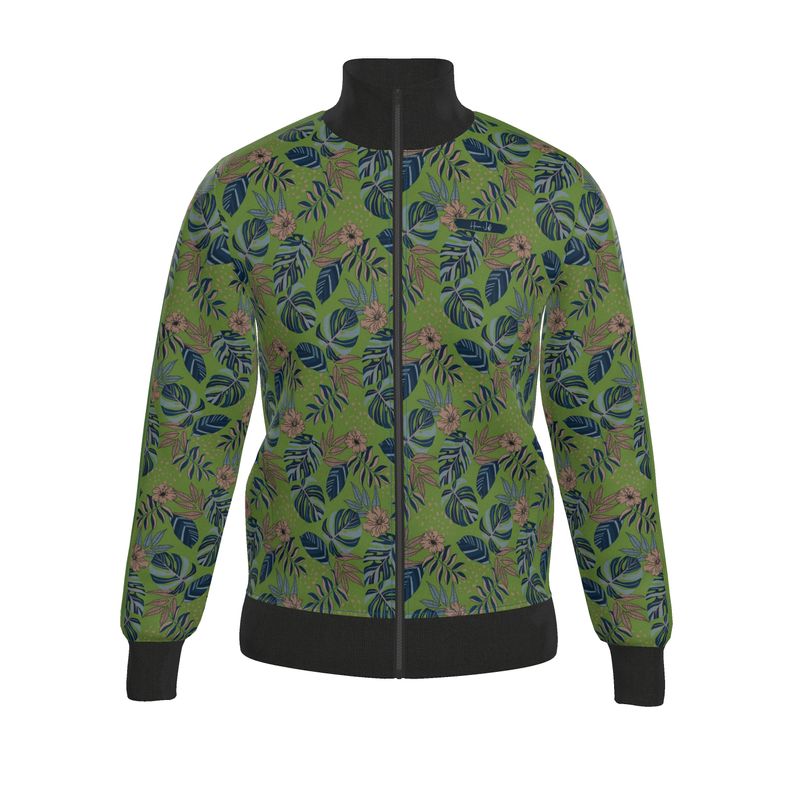 Men's Track Jacket - Midnight Monstera - Olive Green