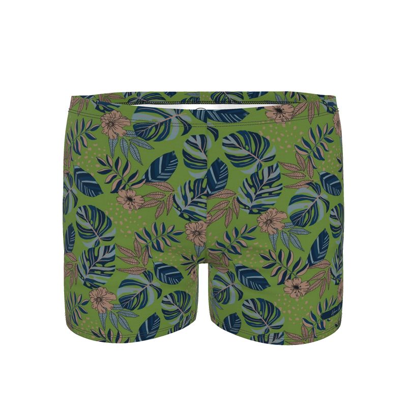 Men's Swim Trunks - Midnight Monstera - Olive Green