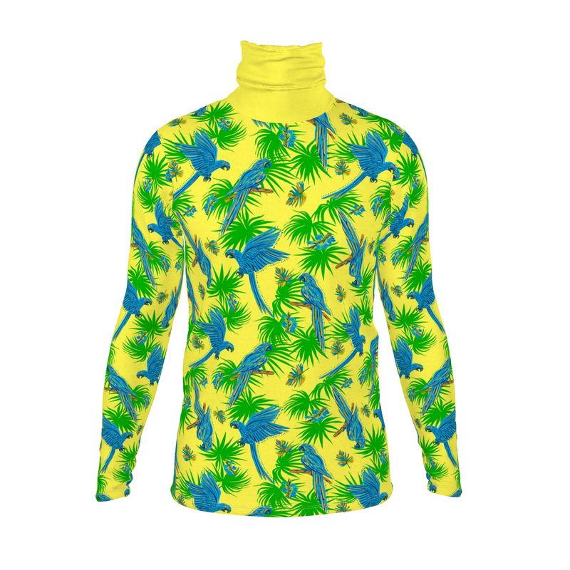 Men's High-Roll Turtleneck - Tropical Macaw - Bright Green