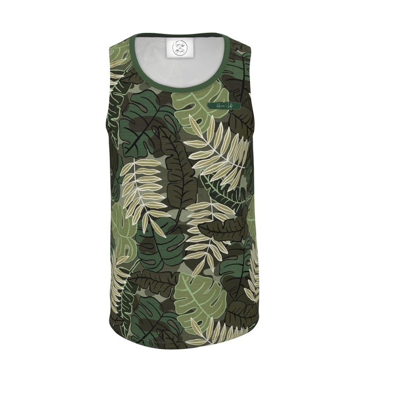 Men's Hybrid Tank Top - Camo Leaves - Light Green