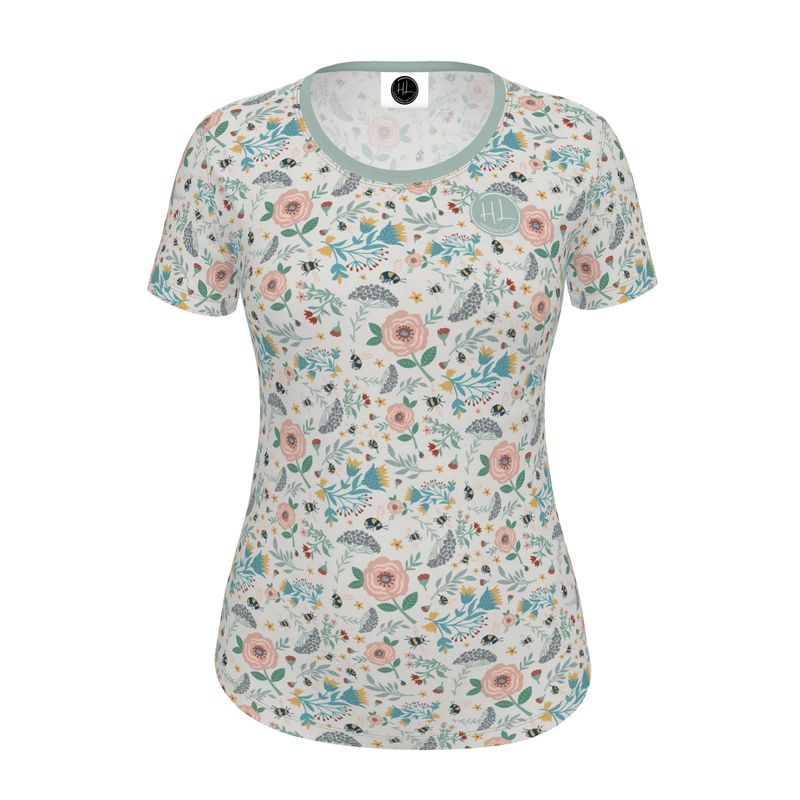 Women's Athletic Crew Neck T-Shirt - Bee Garden