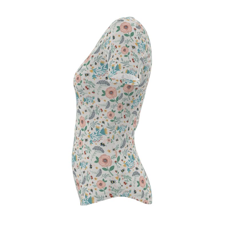 Women's Athletic V-Neck T-Shirt - Bee Garden