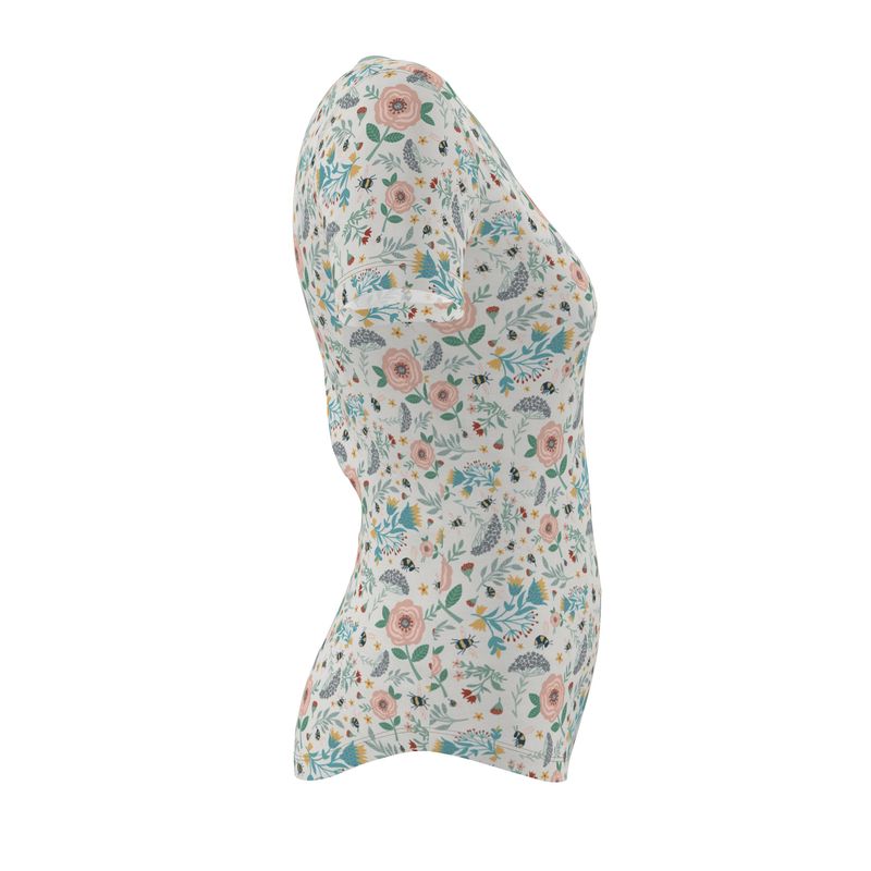 Women's Athletic V-Neck T-Shirt - Bee Garden