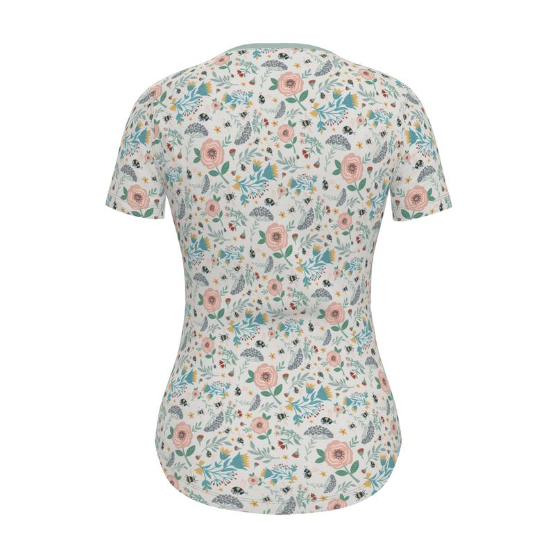 Women's Athletic V-Neck T-Shirt - Bee Garden