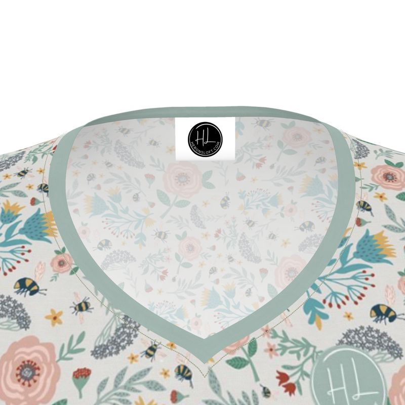 Women's Athletic V-Neck T-Shirt - Bee Garden