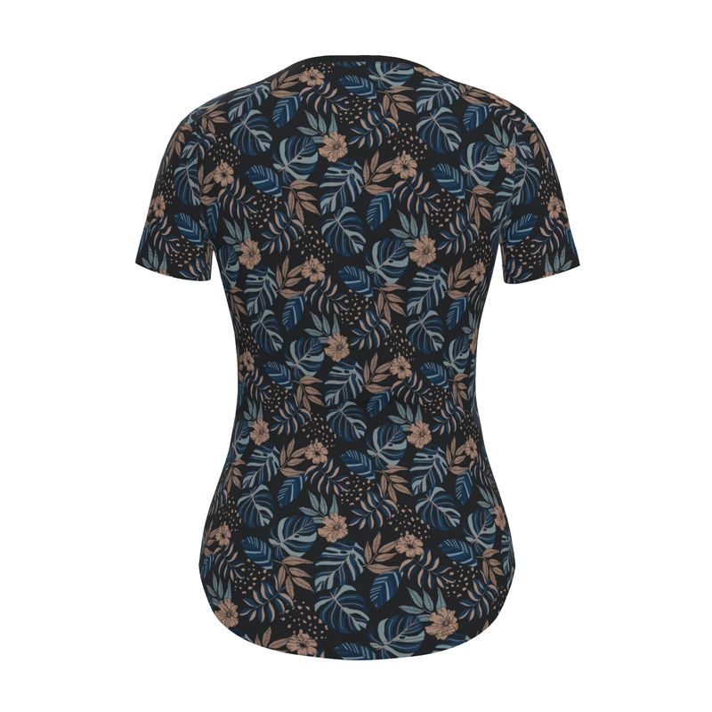 Women’s Athletic V-Neck T-Shirt - Midnight Monstera