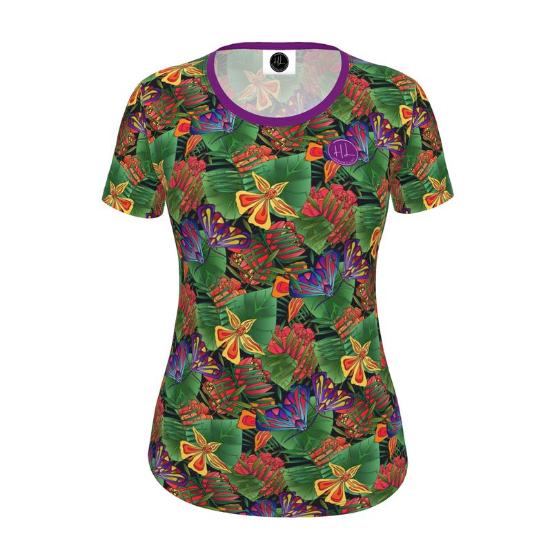Women's Athletic Crew Neck T-Shirt - Jungle Flower