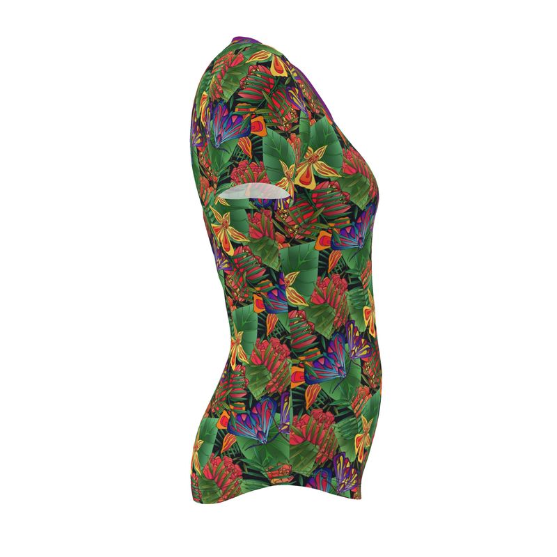 Women's Athletic Crew Neck T-Shirt - Jungle Flower