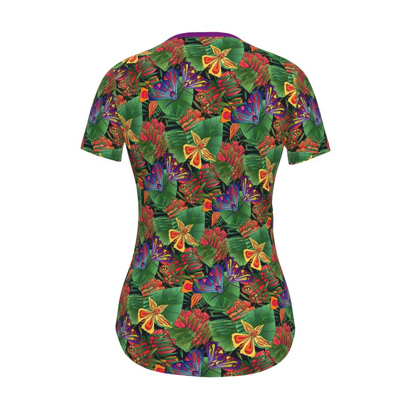 Women's Athletic Crew Neck T-Shirt - Jungle Flower