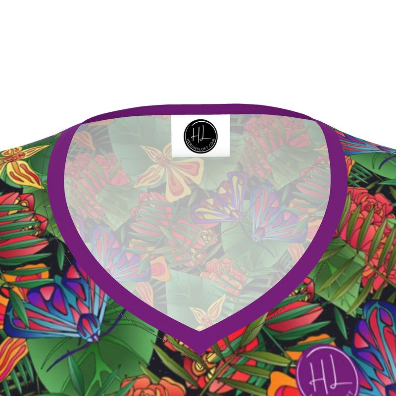 Women's Athletic V-Neck T-Shirt - Jungle Flower