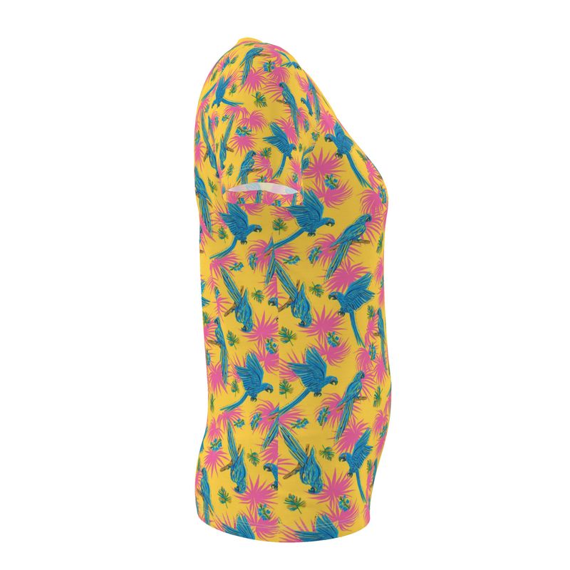 Women's Athletic V-Neck T-Shirt - Tropical Macaw - Yellow