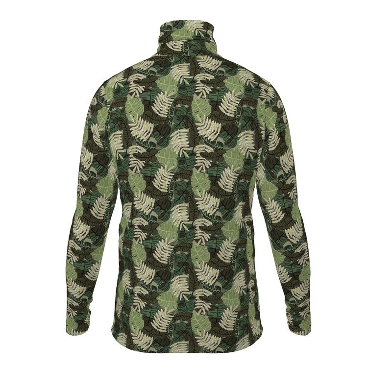 Men's High-Roll Turtleneck - Camo Leaves - Light Green