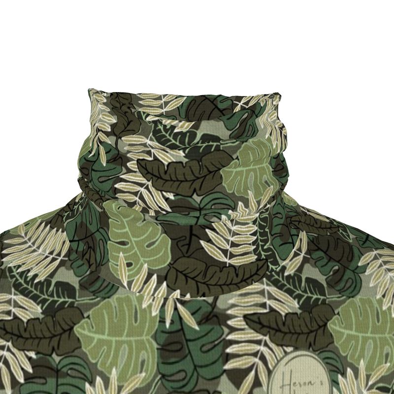 Men's High-Roll Turtleneck - Camo Leaves - Light Green