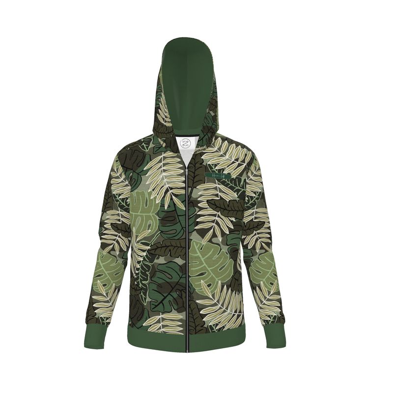 Men's Hoodie - Camo Leaves - Light Green