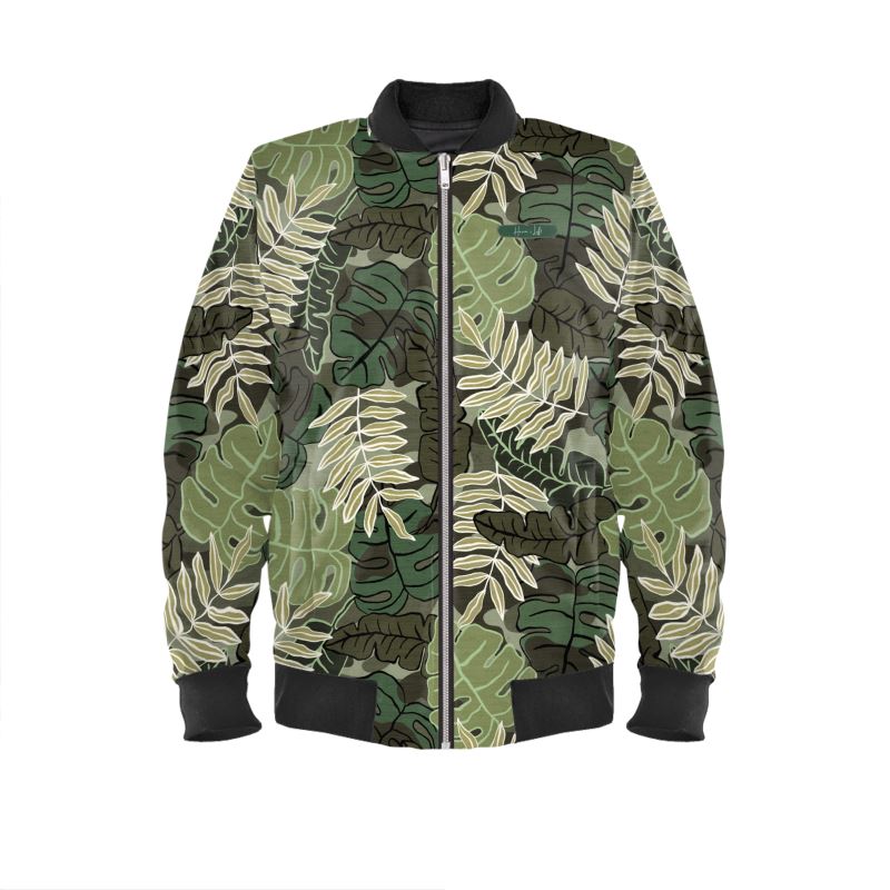 Men's Bomber Jacket - Camo Leaves - Light Green
