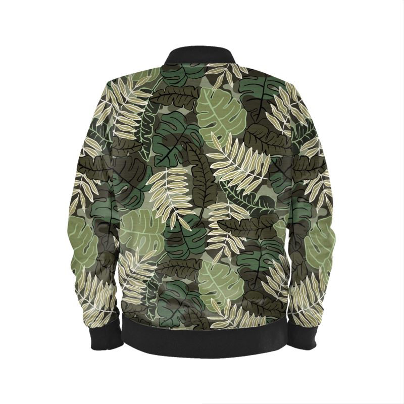 Men's Bomber Jacket - Camo Leaves - Light Green