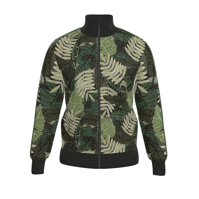 Men's Track Jacket - Camo Leaves - Light Green