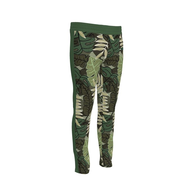 Men's Track Pants - Camo Leaves - Light Green