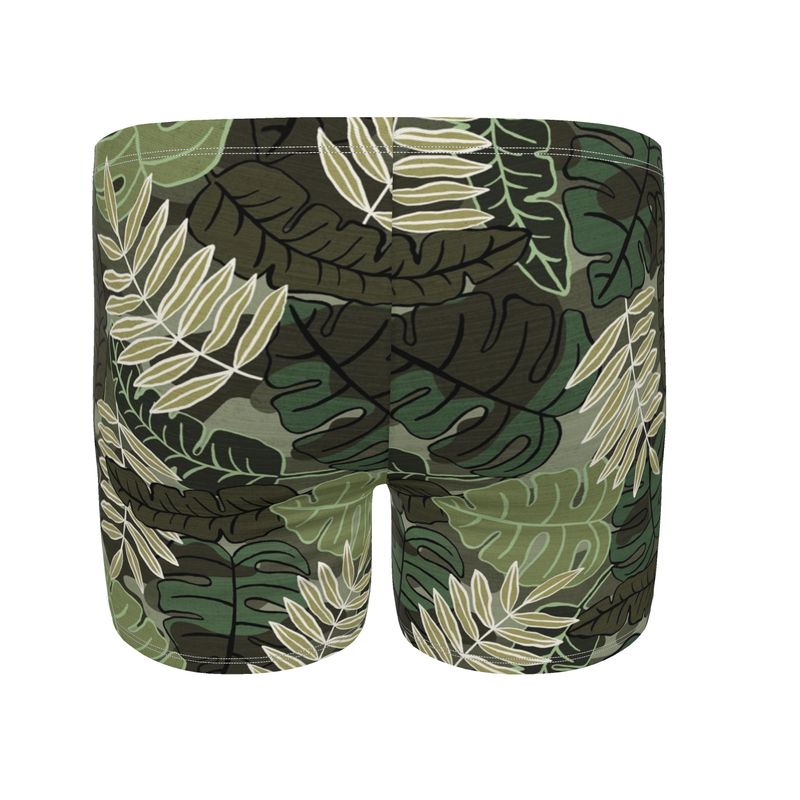 Men's Swim Trunks - Camo Leaves - Light Green