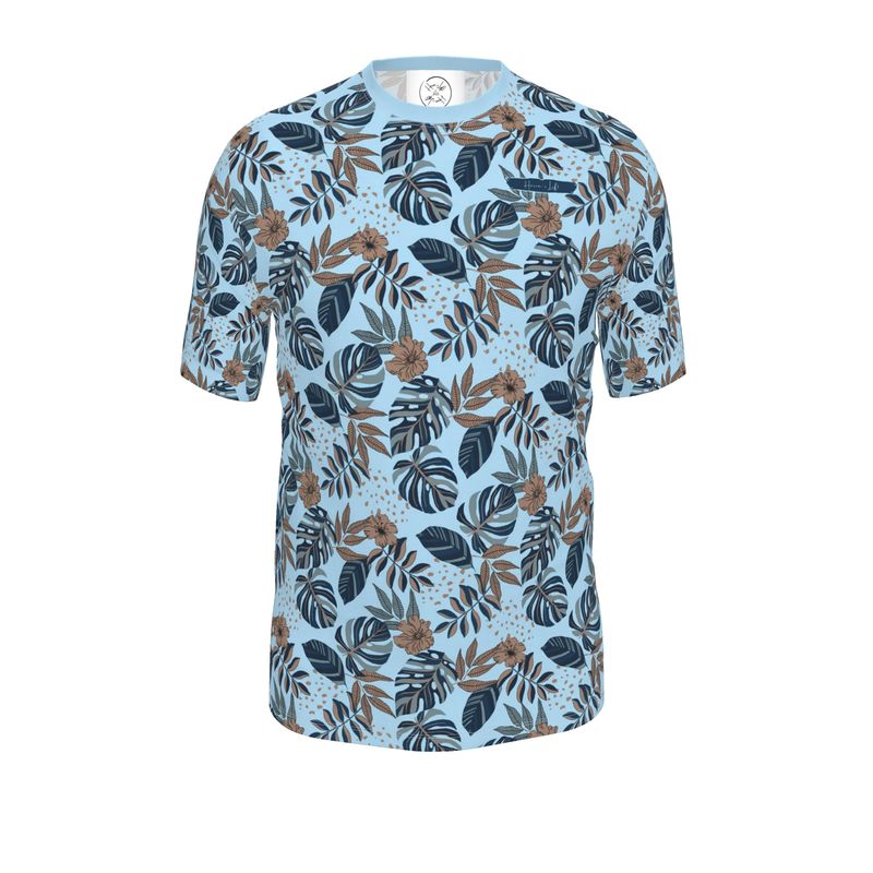 Men's Athletic Crew Neck T-Shirt - Midnight Monstera - Sky Blue
