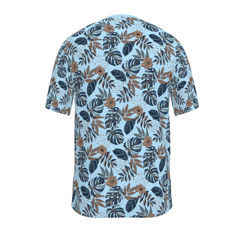 Men's Athletic Crew Neck T-Shirt - Midnight Monstera - Sky Blue
