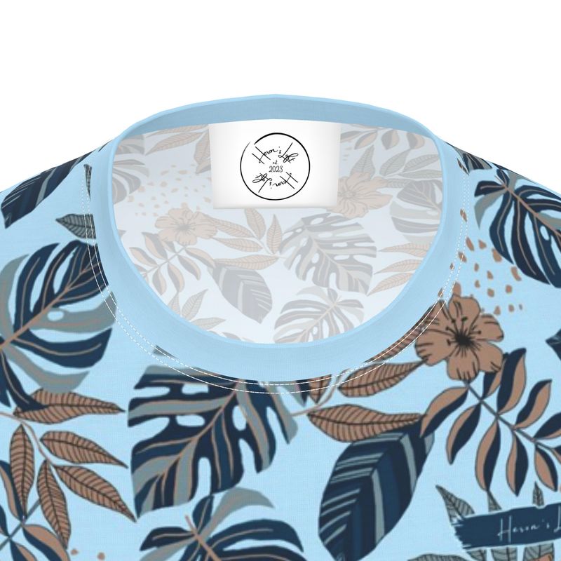 Men's Athletic Crew Neck T-Shirt - Midnight Monstera - Sky Blue