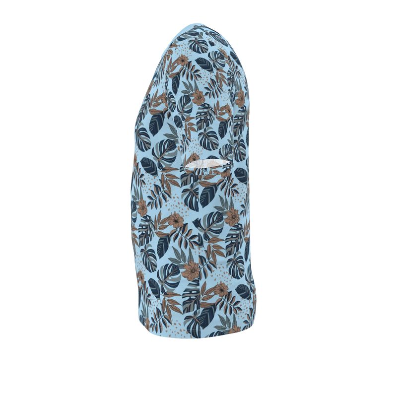 Men's Athletic V-Neck T-Shirt - Midnight Monstera - Sky Blue