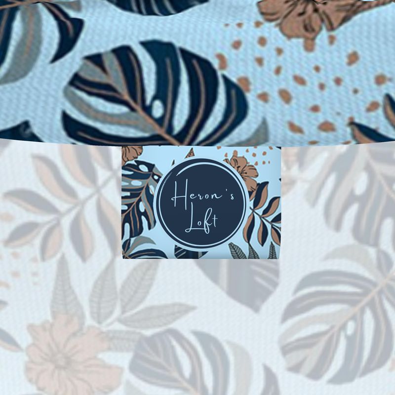 Men's High-Roll Turtleneck - Midnight Monstera - Sky Blue