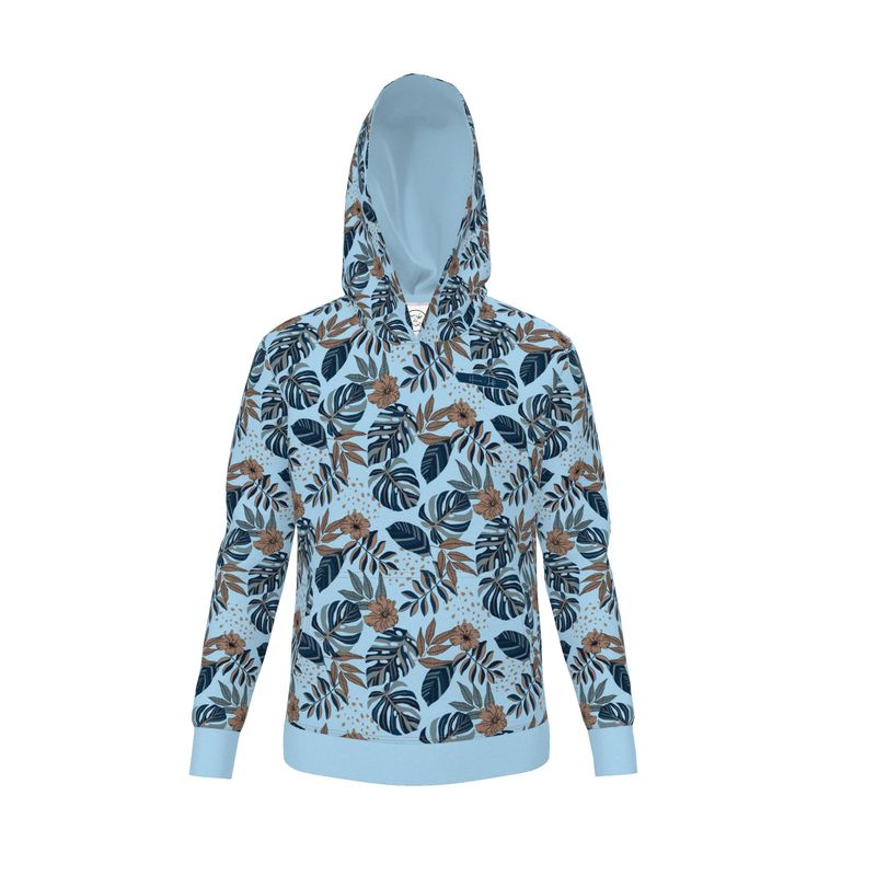 Men's Hoodie - Midnight Monstera - Sky Blue