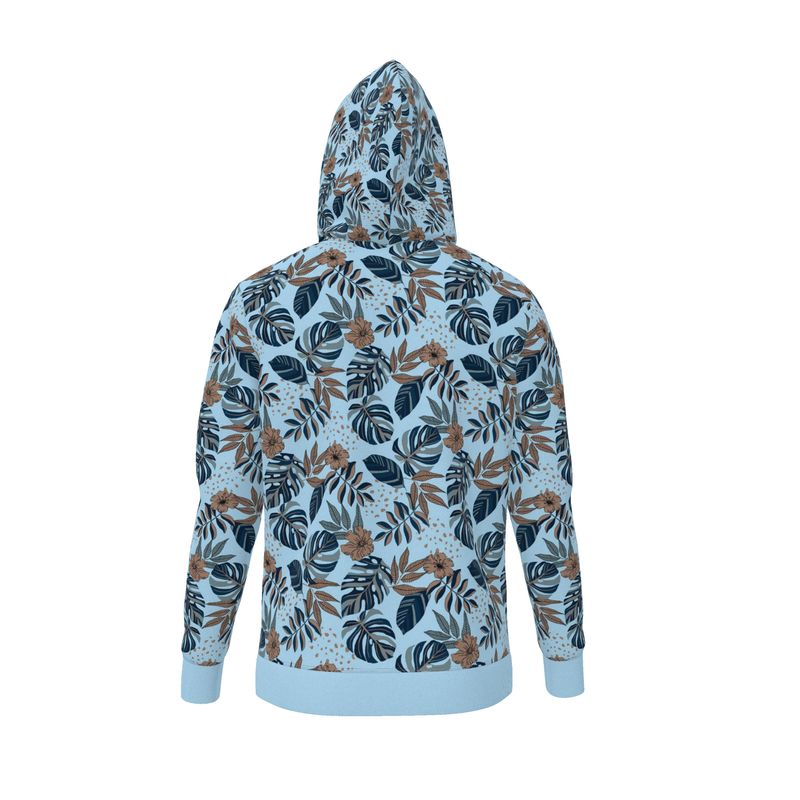 Men's Hoodie - Midnight Monstera - Sky Blue