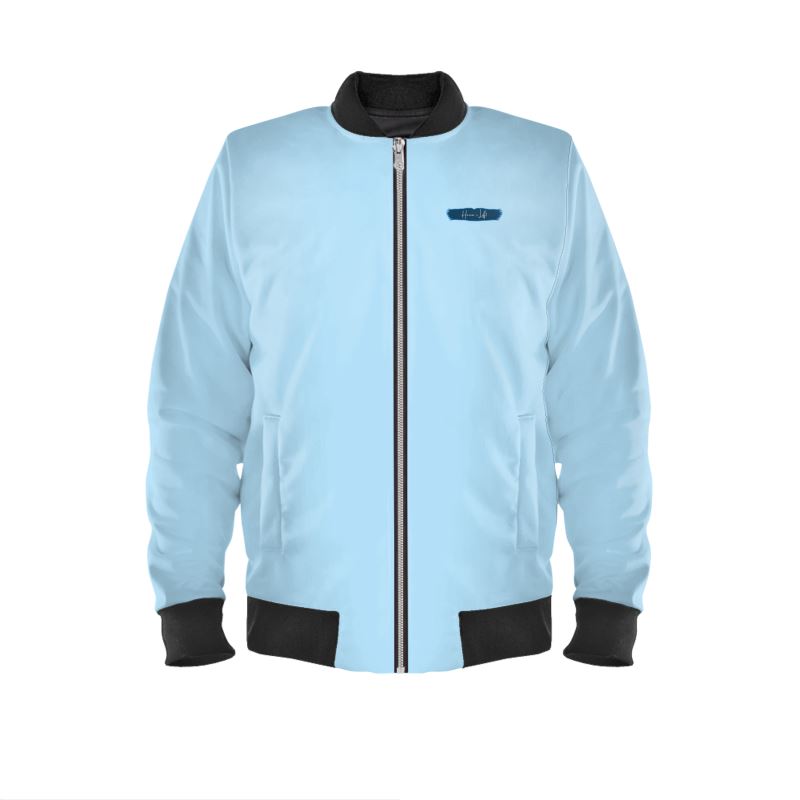 Men's Reversible Bomber Jacket - Midnight Monstera - Sky Blue