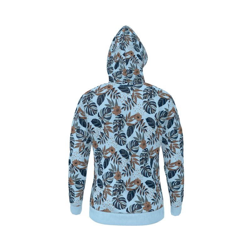Men's Hoodie - Midnight Monstera - Sky Blue