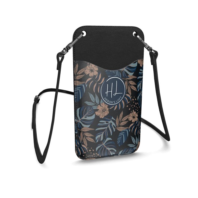 Phone Holder - Nappa Leather - Midnight Monstera