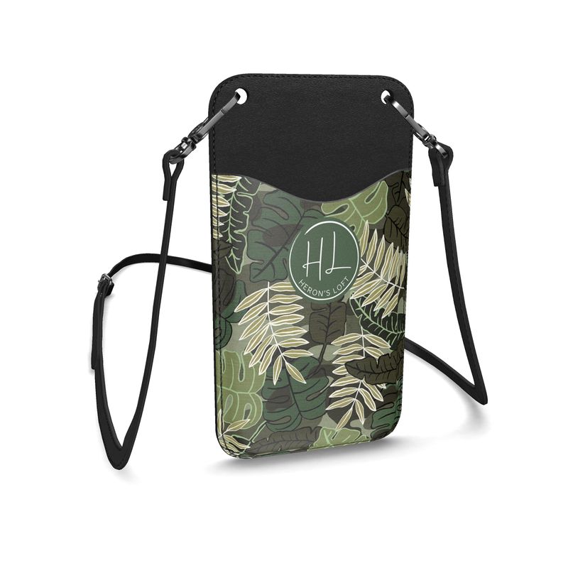 Phone Holder - Nappa Leather - Camo Leaves