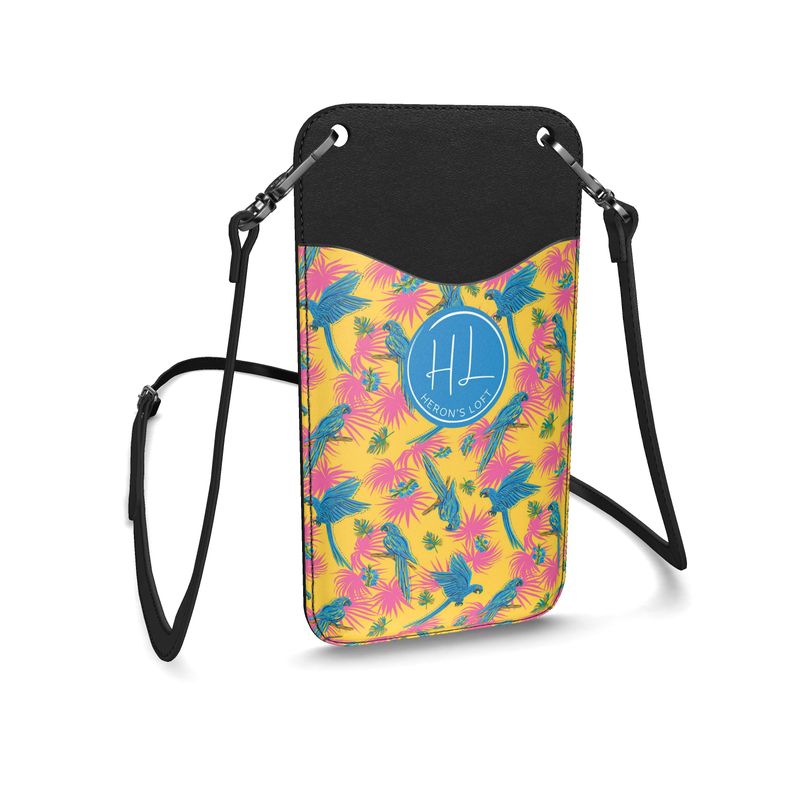 Phone Holder - Nappa Leather - Tropical Macaw - Saffron Yellow