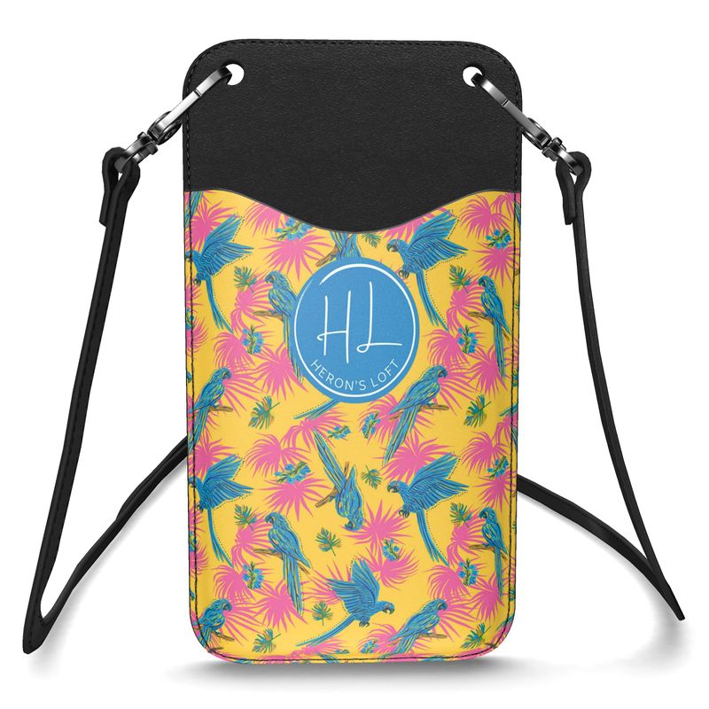Phone Holder - Nappa Leather - Tropical Macaw - Saffron Yellow