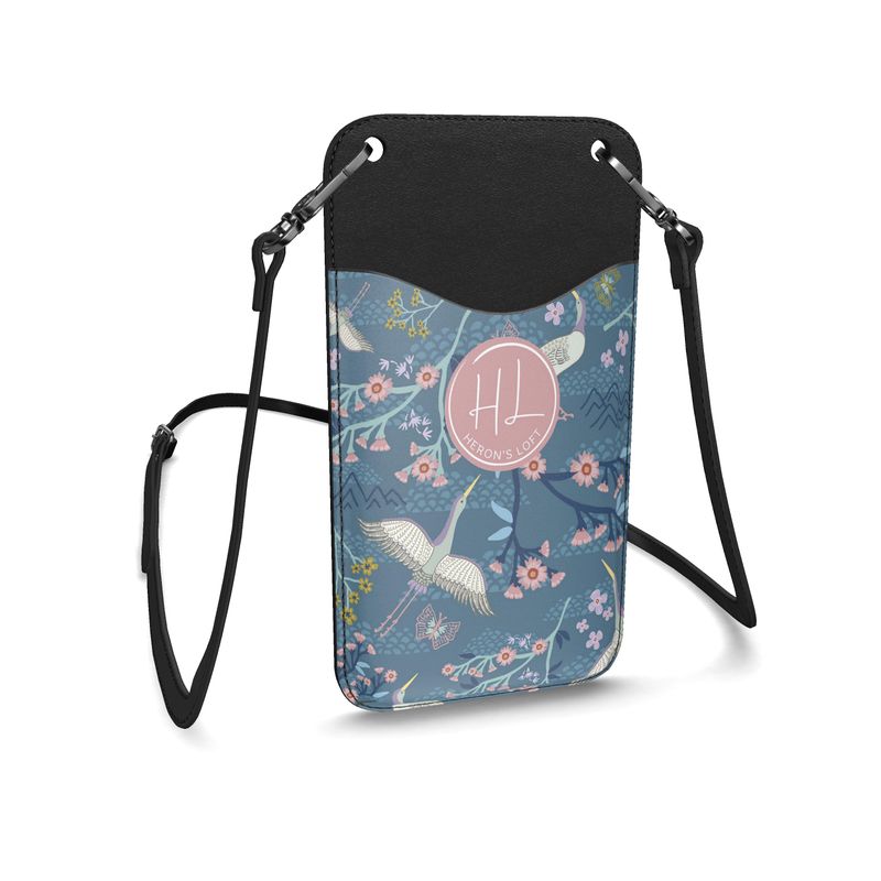 Phone Holder - Nappa Leather - White Crane