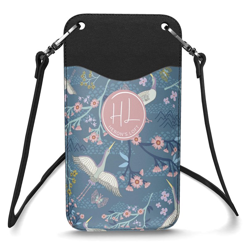 Phone Holder - Nappa Leather - White Crane