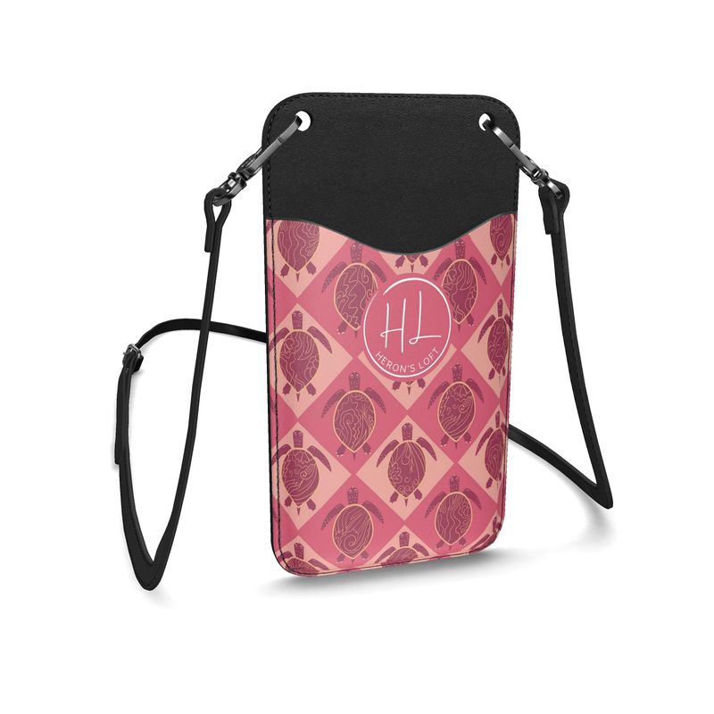 Phone Holder - Nappa Leather - Topo Turtles - Pink Tide