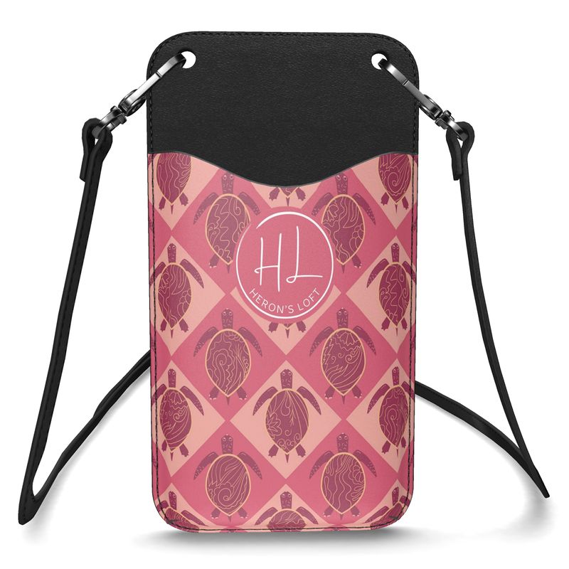 Phone Holder - Nappa Leather - Topo Turtles - Pink Tide
