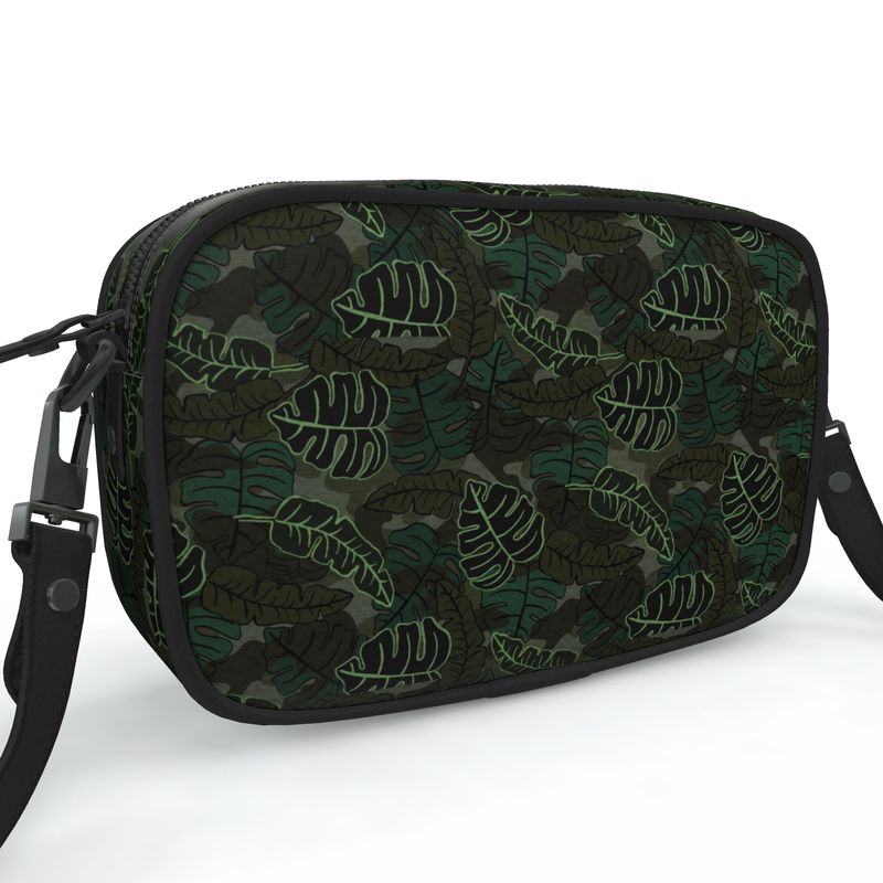 Camera Bag - Nappa Leather - Camo Leaves - Dark
