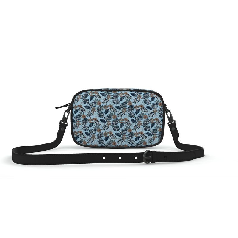 Camera Bag - Nappa Leather - Midnight Monstera - Sky Blue