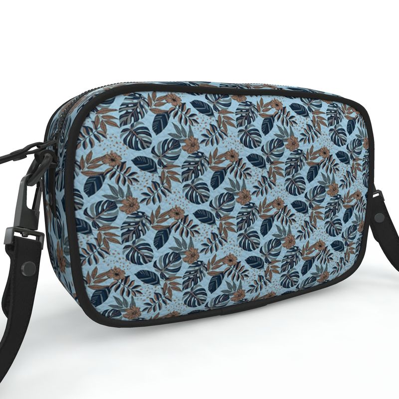 Camera Bag - Nappa Leather - Midnight Monstera - Sky Blue