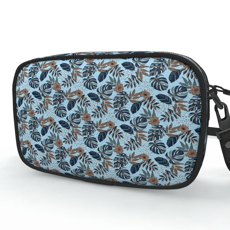 Camera Bag - Nappa Leather - Midnight Monstera - Sky Blue