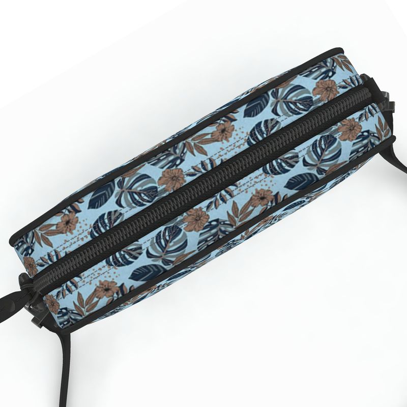 Camera Bag - Nappa Leather - Midnight Monstera - Sky Blue