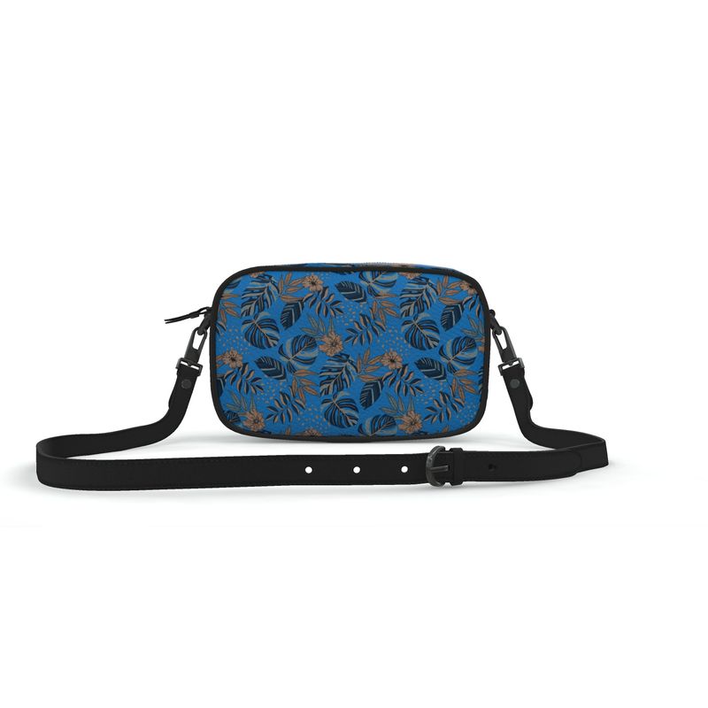 Camera Bag - Nappa Leather - Midnight Monstera - Azure Blue